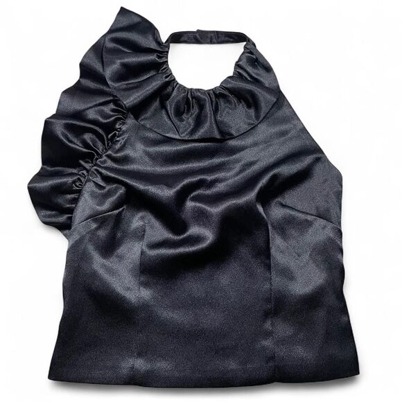 NWT French Connection Satin Fitted Maximalist Halter Top - Picture 2 of 8